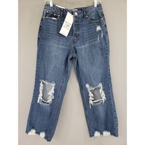 NEW Vanilla Star Distressed Loose Straight Relaxed CROPPED Jeans 90s Style 29/9